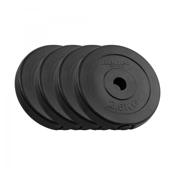 Sada bitúmenových závaží 4x2,5kg, otvor 31mm, klasický tanier, REBEL ACTIVE