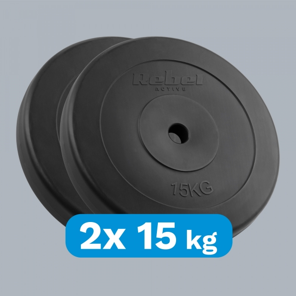 Sada bitúmenových závaží 2x15kg, otvor 31mm, klasický tanier, REBEL ACTIVE