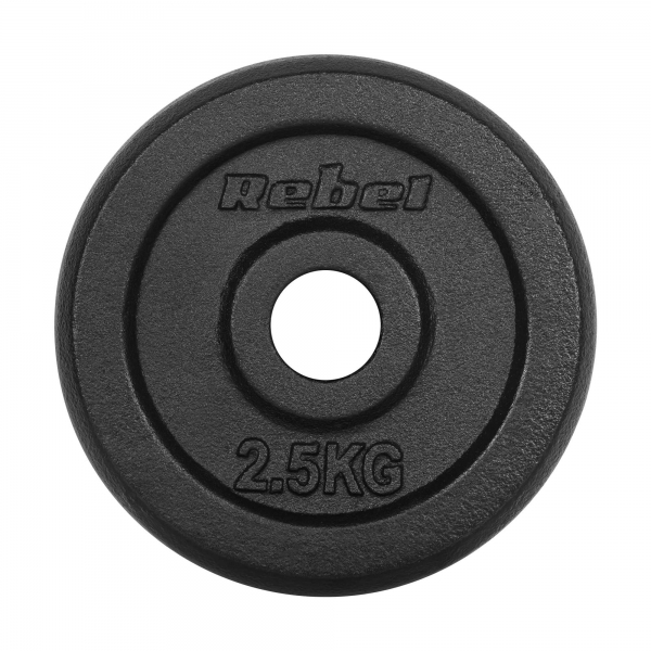 Sada liatinových závaží 4x2,5kg, otvor 31mm, klasický tanier, REBEL ACTIVE