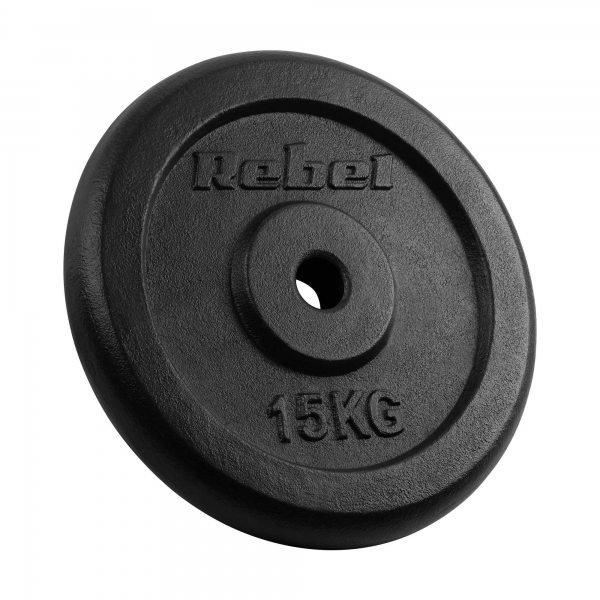 Sada liatinových závaží 2x15kg, otvor 31mm, klasický tanier, REBEL ACTIVE