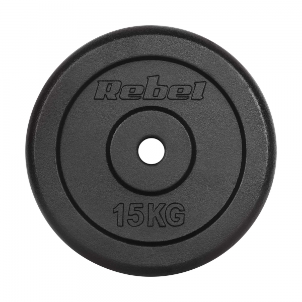 Sada liatinových závaží 2x15kg, otvor 31mm, klasický tanier, REBEL ACTIVE