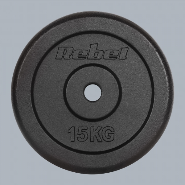 Sada liatinových závaží 2x15kg, otvor 31mm, klasický tanier, REBEL ACTIVE