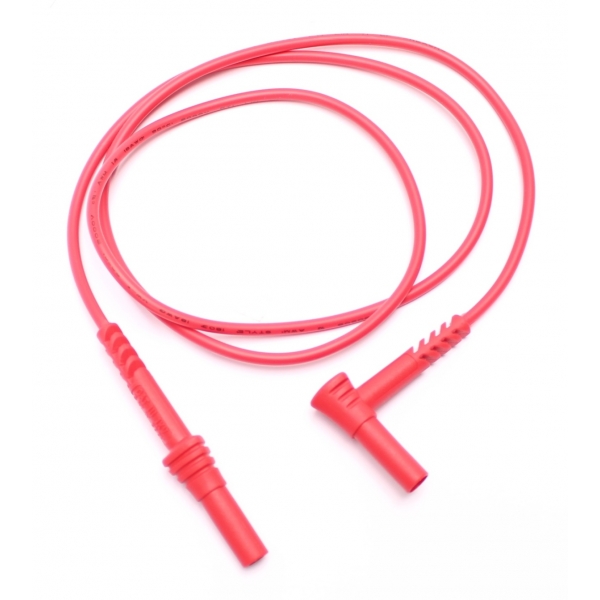 Bezpečnostný kábel banánik štvorcový-rovný 4mm PPS1C-0001-R 10A, CAT IV 600V, červený