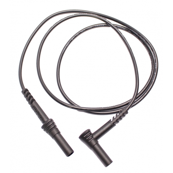 Bezpečnostný kábel banánik štvorcový-rovný 4mm PPS1C-0001-BK 10A, CAT IV 600V, čierny