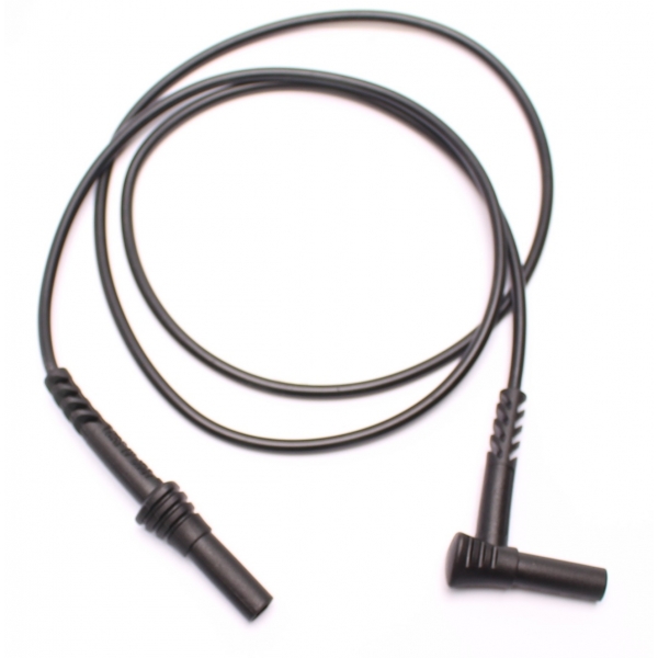 Bezpečnostný kábel banánik štvorcový-rovný 4mm PPS1C-0002-BK 10A, CAT IV 600V, SILIKON. čierna
