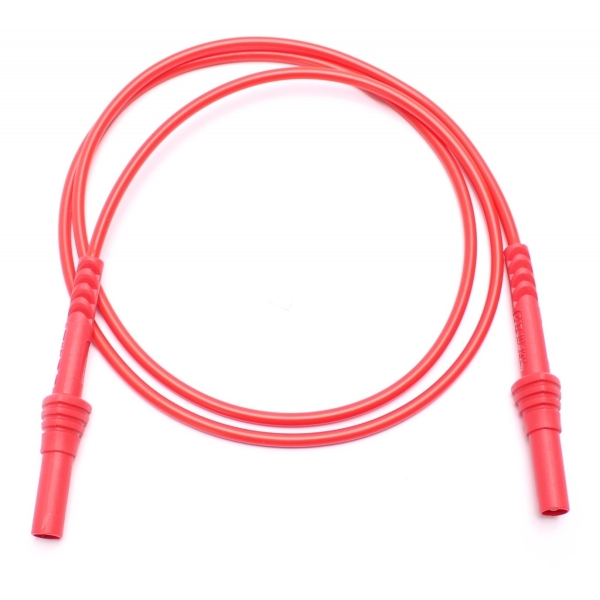 Bezpečnostný kábel rovný-rovný 4mm banánik PPS1C-0005-R 10A, CAT IV 600V, červený